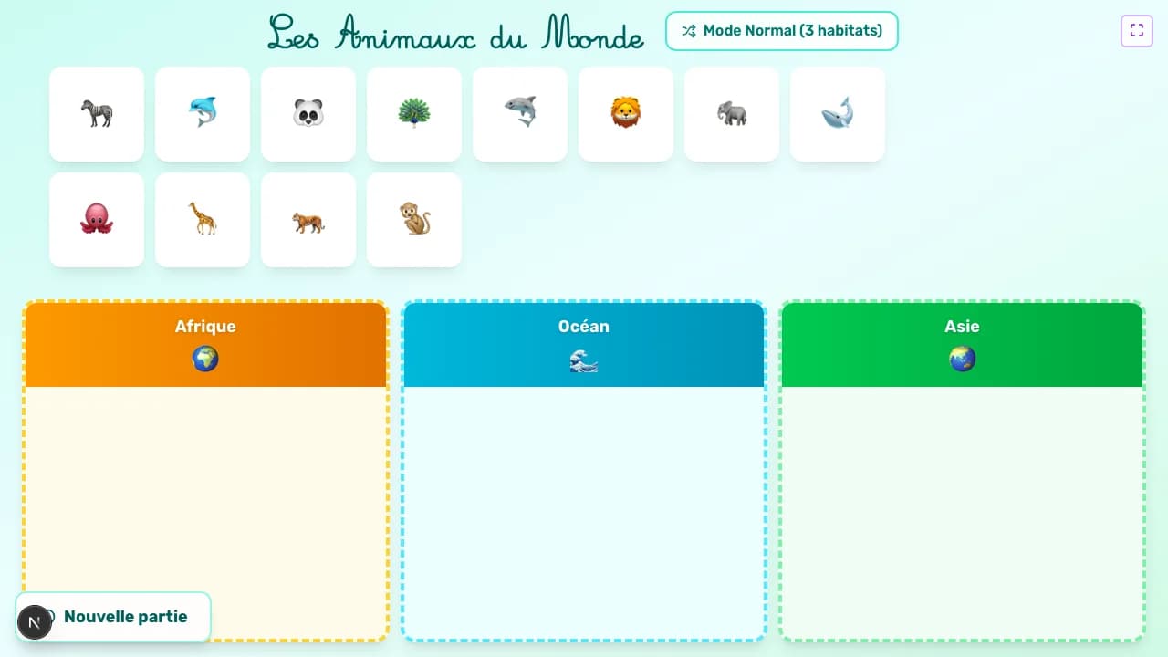 Aperçu du jeu Les animaux du monde sur tableau blanc interactif