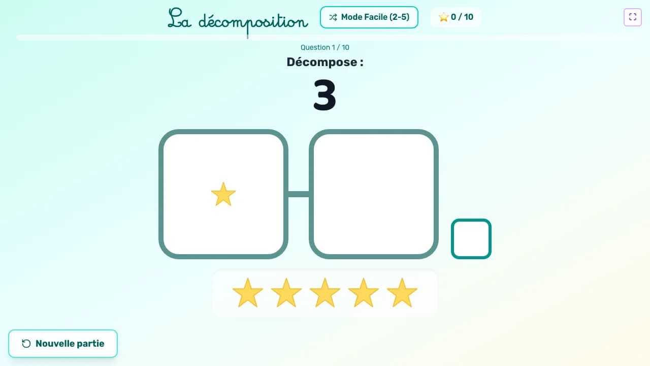 Aperçu du jeu La décomposition sur tableau blanc interactif