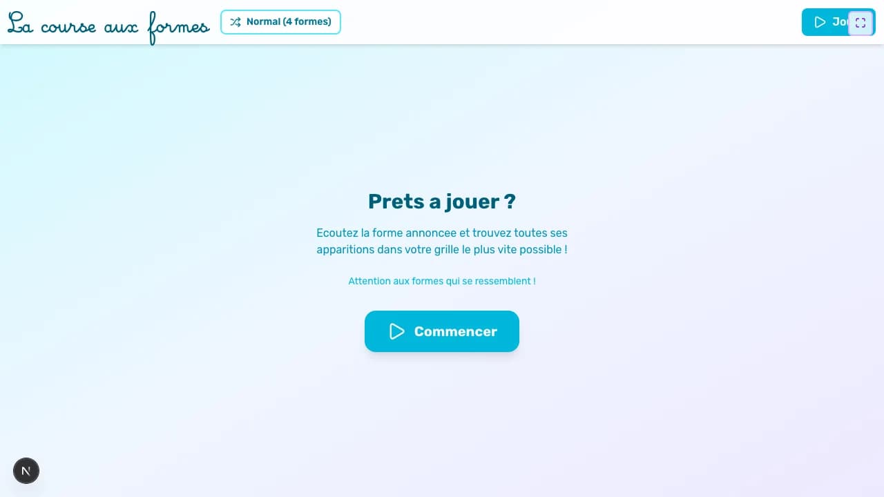 Aperçu du jeu La course aux formes sur tableau blanc interactif