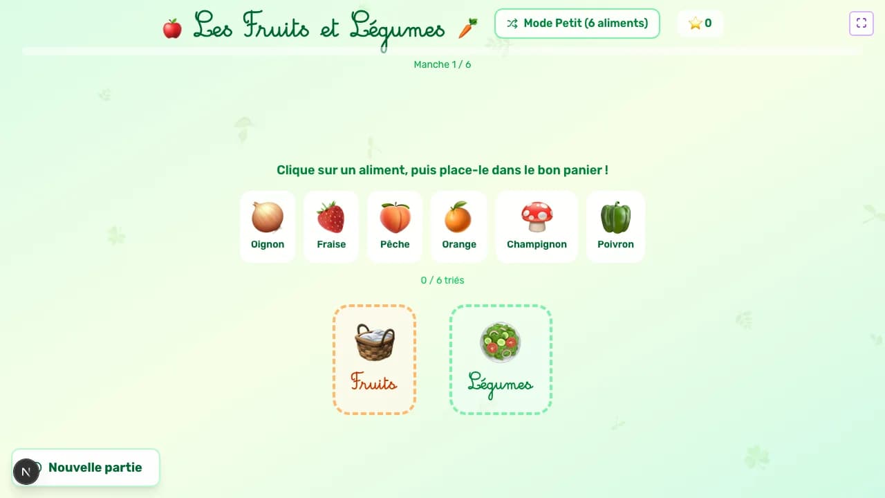Aperçu du jeu Les Fruits et Légumes sur tableau blanc interactif