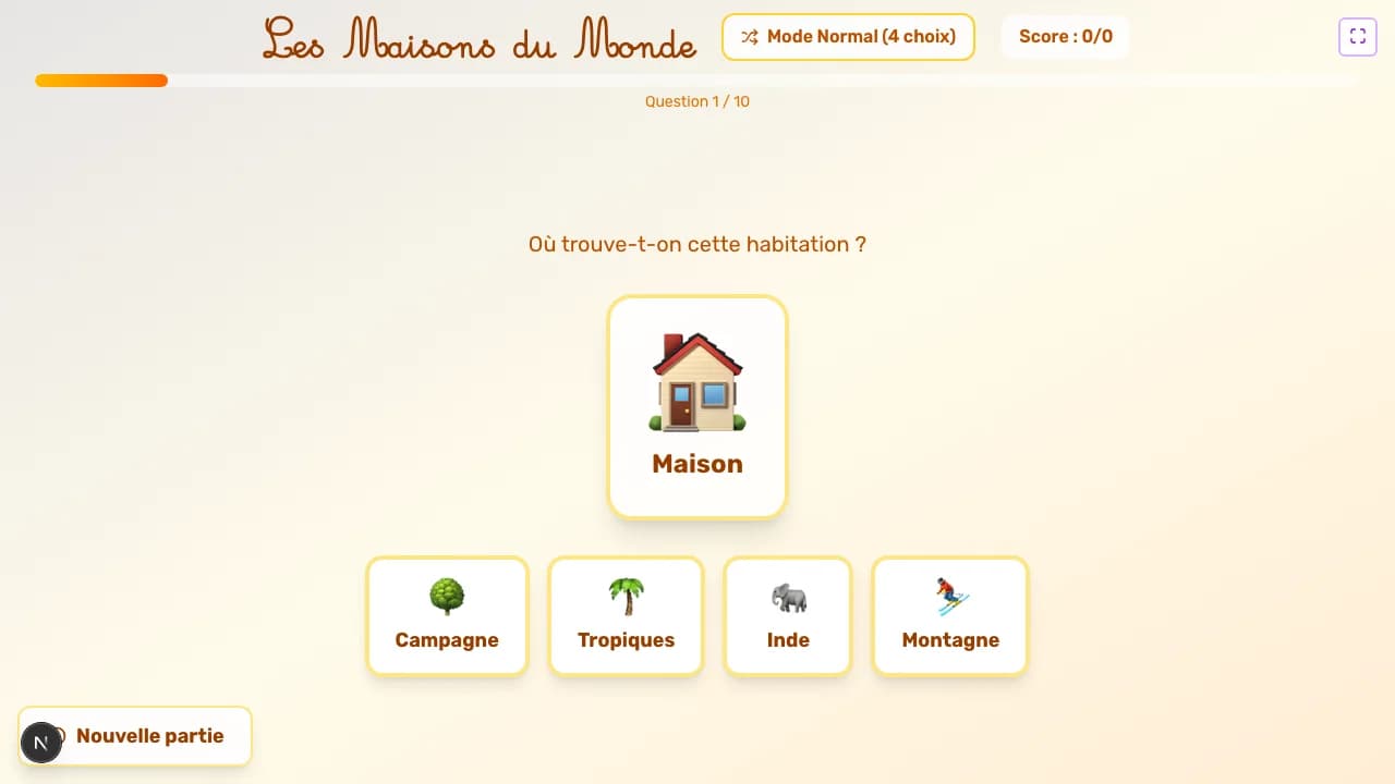 Aperçu du jeu Les maisons du monde sur tableau blanc interactif