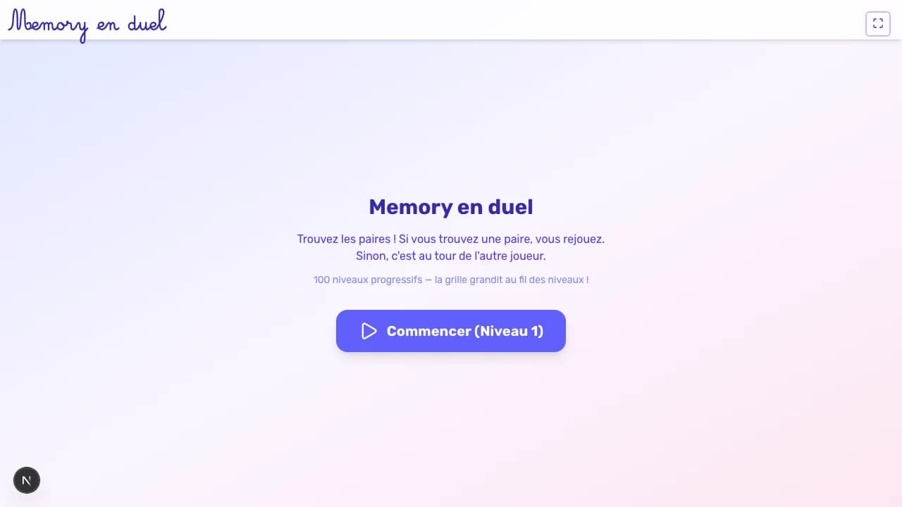 Aperçu du jeu Memory en duel sur tableau blanc interactif