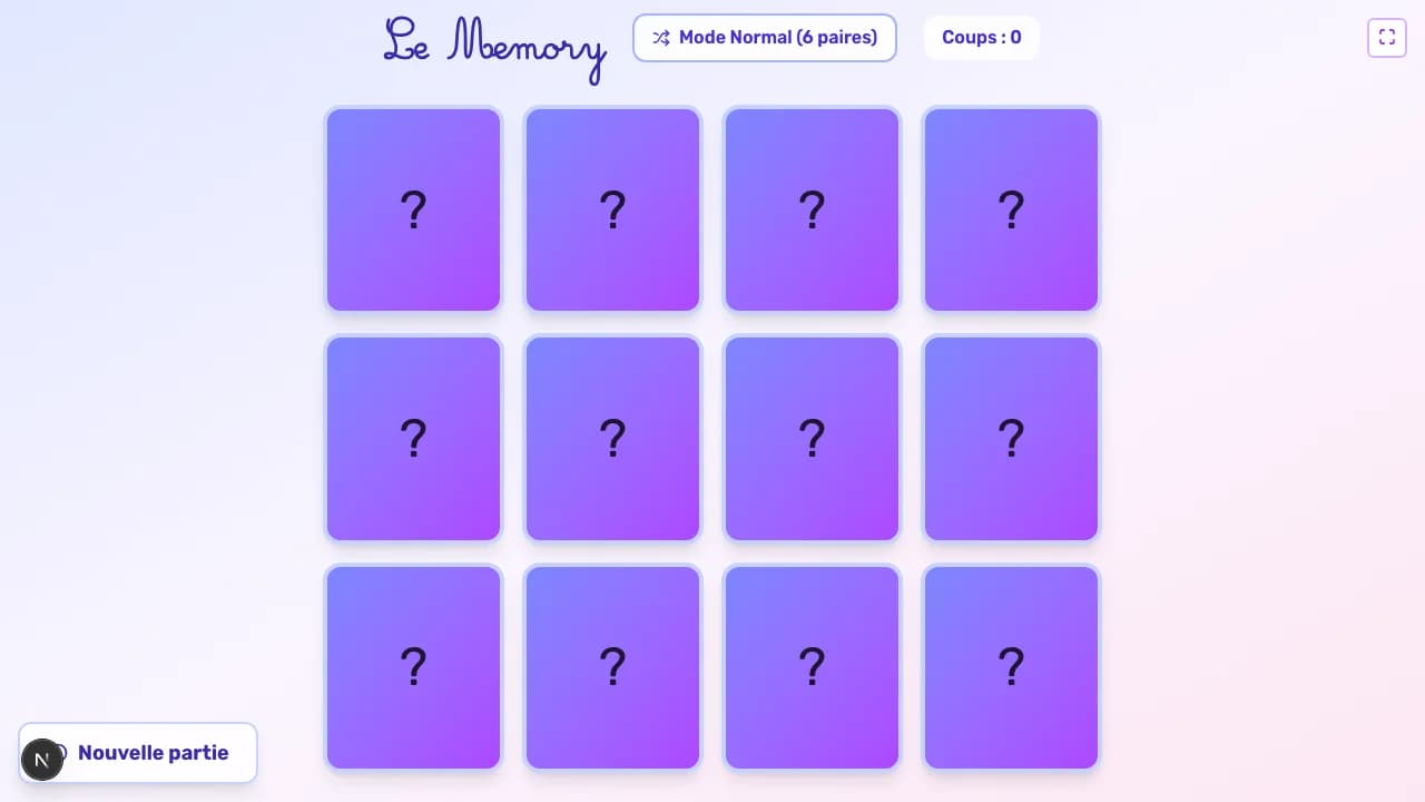 Aperçu du jeu Le Memory sur tableau blanc interactif