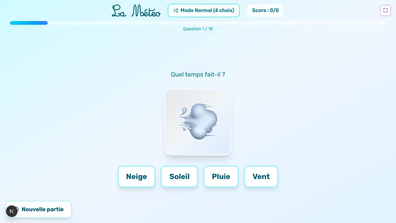 Aperçu du jeu La météo sur tableau blanc interactif