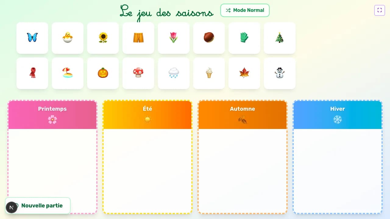 Aperçu du jeu Les saisons sur tableau blanc interactif