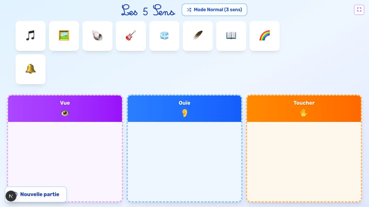 Aperçu du jeu Les 5 sens sur tableau blanc interactif